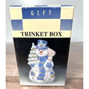 Ceramic Snowman Trinket Box With Gift Packaging